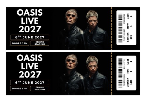 Oasis live 2027 - live, personalised