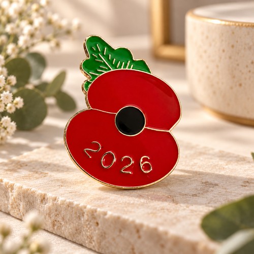 2026 red flower brooch - red,